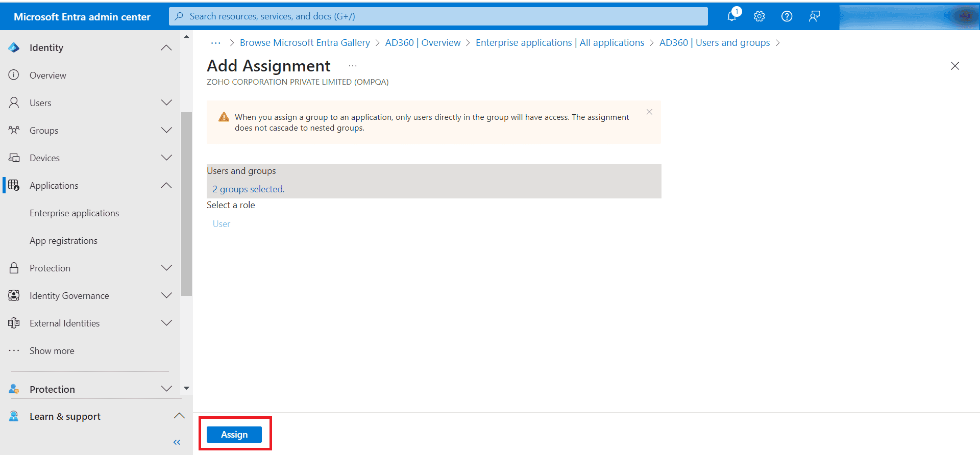 Assigning users and groups Assigning users and groups